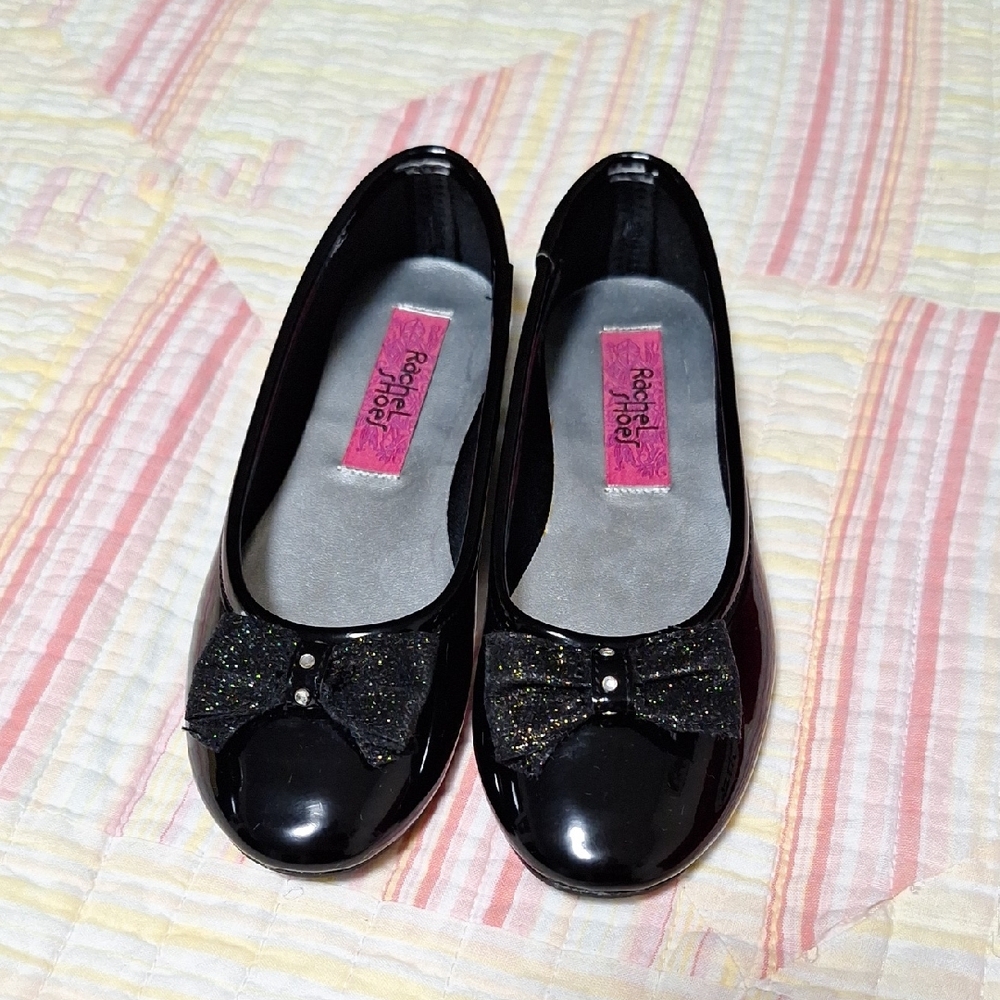 Rachel Shoes Black Dress Ballet Flats with Bow